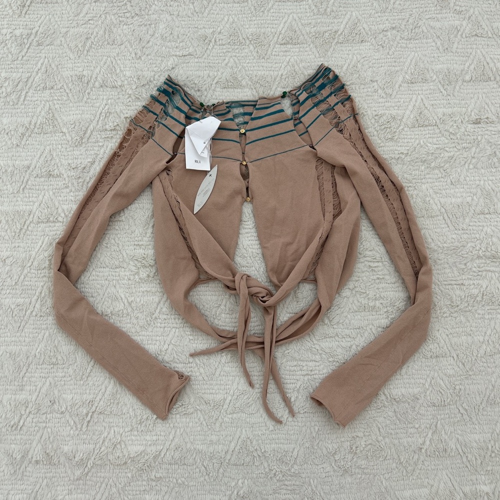 Rui striped cardigan in oatmeal/ocean blue NWT - Picture 3 of 9